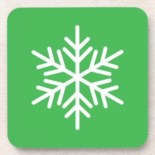 Festivalweißer nordischer Schneeflocken auf hellgr Getränkeuntersetzer