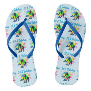 FESTIVBLAUE 50. GEBURTSTAG FLIP FLOPS BADESANDALEN