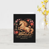 Festive 2026 New Year Crazy Horse Lady Fortune Cow Karte (Gelbe Blume)