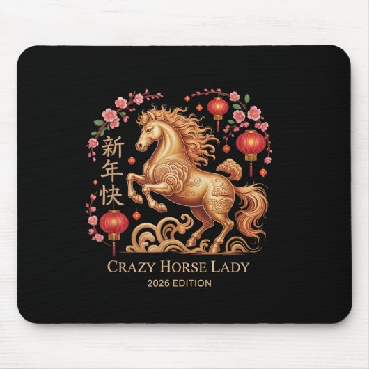 Festive 2026 New Year Crazy Horse Lady Fortune Cow Mousepad (Vorne)