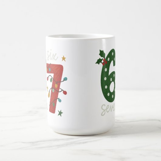Festive 67 – Bright Christmas Numbers Desig Kaffeetasse (Mittel)