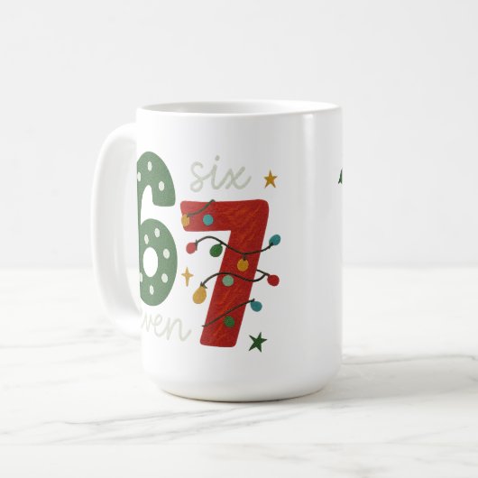 Festive 67 – Bright Christmas Numbers Desig Kaffeetasse (Vorderseite Links)