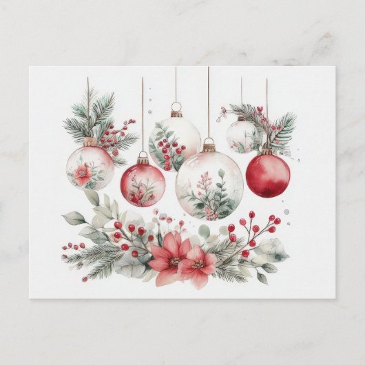 Festive and Elegant Christmas Bauble Card Postkarte (Vorderseite)