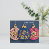 Festive and elegant Christmas Bauble Greeting Postkarte (Stehend Vorderseite)