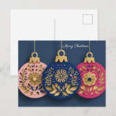 Festive and elegant Christmas Bauble Greeting Postkarte (Vorne/Hinten)
