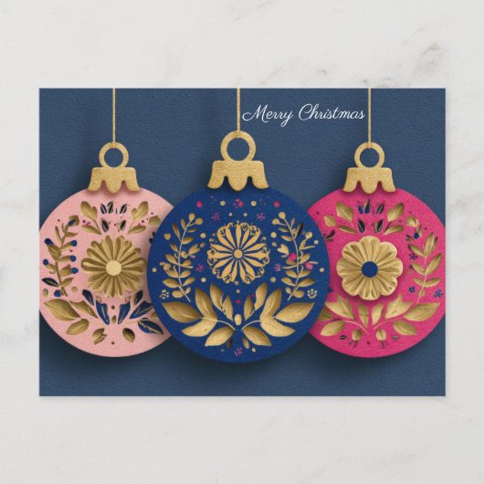 Festive and elegant Christmas Bauble Greeting Postkarte (Vorderseite)