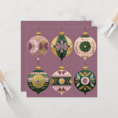 Festive and elegant Christmas Baubles Greeting Karte (Vorderseite/Rückseite Beispiel)