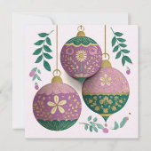 Festive and elegant Christmas Baubles Greeting Karte (Vorderseite)