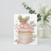 Festive and elegant Pastel Christmas Cupcake Postkarte (Stehend Vorderseite)