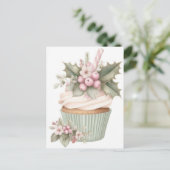 Festive and elegant Pastel Christmas Cupcake Postkarte (Stehend Vorderseite)
