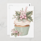 Festive and elegant Pastel Christmas Cupcake Postkarte (Vorne/Hinten)