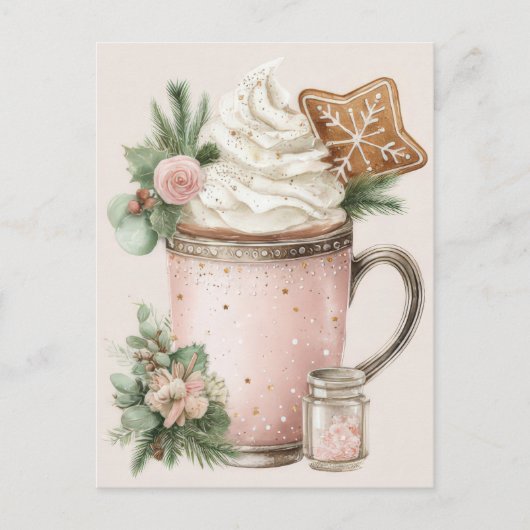 Festive and elegant Pastel Christmas Mugs Postkarte (Vorderseite)