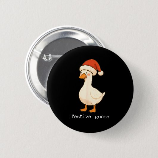 Festive And Mpy Goose Santa Hat Xmas Light Matchin Button (Vorne & Hinten)
