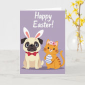 Festive Animal Friends Easter Card Karte (Gelbe Blume)