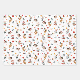 Festive animals geschenkpapier set