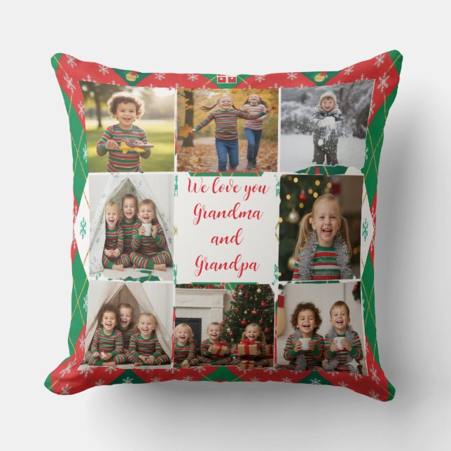 Festive Argyle Love Personalized Christmas Kissen (Vorderseite)