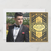 Festive Art Deco Abschluss Foto Gold Class 20XX Einladung (Vorderseite)
