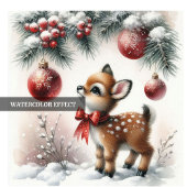 Festive baby deer Christmas kids invite editable  Einladung