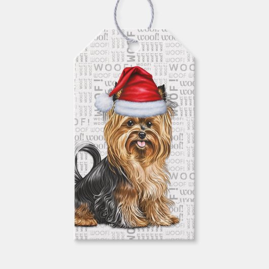 Festive Biewer Terrier Dog Weihnachtsfeiertag Geschenkanhänger (Vorderseite)