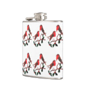 Festive Bird Art Holly Robins Flachmann (Links)