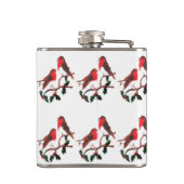 Festive Bird Art Holly Robins Flachmann (Rückseite)