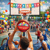 Festive Birthday Basketball with Balloons
