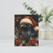 Festive Black Christmas Bird Postkarte (Stehend Vorderseite)
