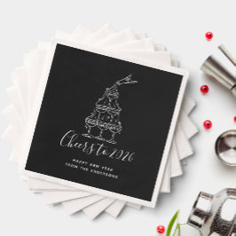 Festive Black New Years Eve Party Paper  Serviette