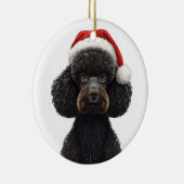 Festive Black Poodle Dog in Santa Hat Illustration Keramik Ornament (Rechts)