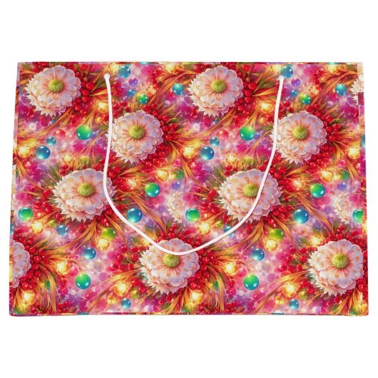 Festive Bloom Energy – Leuchtende Blumen  Große Geschenktüte (Vorderseite)