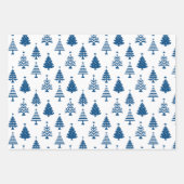 Festive Blue and White Christmas Tree Pattern Geschenkpapier Set (Vorderseite 2)