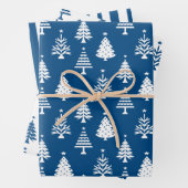 Festive Blue and White Christmas Tree Pattern Geschenkpapier Set (Beispiel)
