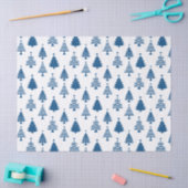 Festive Blue and White Christmas Tree Pattern Seidenpapier (Basteln)
