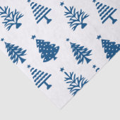 Festive Blue and White Christmas Tree Pattern Seidenpapier (Detail)