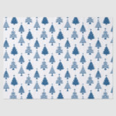 Festive Blue and White Christmas Tree Pattern Seidenpapier (Vorderseite)