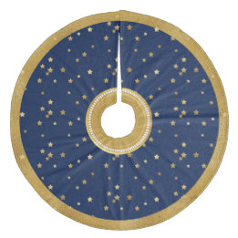 Festive Blue & Gold Stars Weihnachtsbaumrock Fleece Weihnachtsbaumdecke