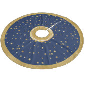 Festive Blue & Gold Stars Weihnachtsbaumrock Fleece Weihnachtsbaumdecke (Schrägansicht)