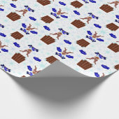 Festive Blue Kasky Weihnachtsmann Geschenkpapier (Ecke)
