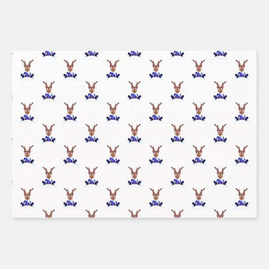 Festive Blue Kasky Weihnachtsmann Geschenkpapier Set (Vorderseite)