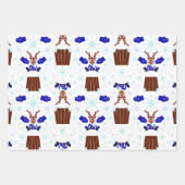 Festive Blue Kasky Weihnachtsmann Geschenkpapier Set (Vorderseite)