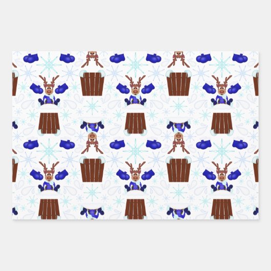 Festive Blue Kasky Weihnachtsmann Geschenkpapier Set (Vorderseite)