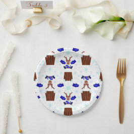 Festive Blue Kasky Weihnachtsmann Pappteller