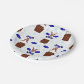 Festive Blue Kasky Weihnachtsmann Pappteller (Schrägansicht)