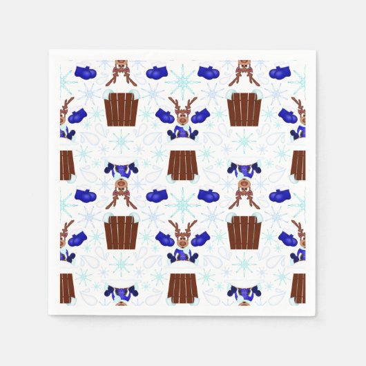 Festive Blue Kasky Weihnachtsmann Serviette (Vorderseite)