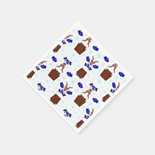 Festive Blue Kasky Weihnachtsmann Serviette (Ecke)