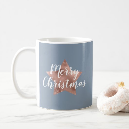 Festive Blue Star Frohe Weihnachten Kaffeetasse (Mit Donut)