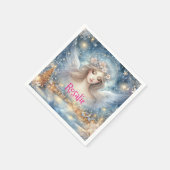 Festive Blue Watercolor Ethereal Frost Snow Angel Serviette (Ecke)