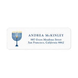 Festive Blue Watercolor Menorah Hanukkah