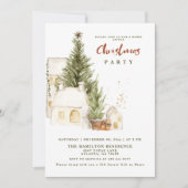 Festive Boho Vintag Frohe Weihnachten Party Einladung (Vorderseite)