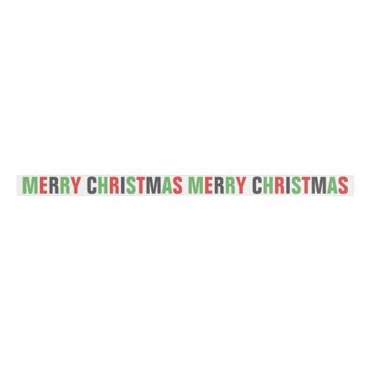 Festive Bold Letters Green Red "Merry Christmas" Ripsband (Vorderseite)